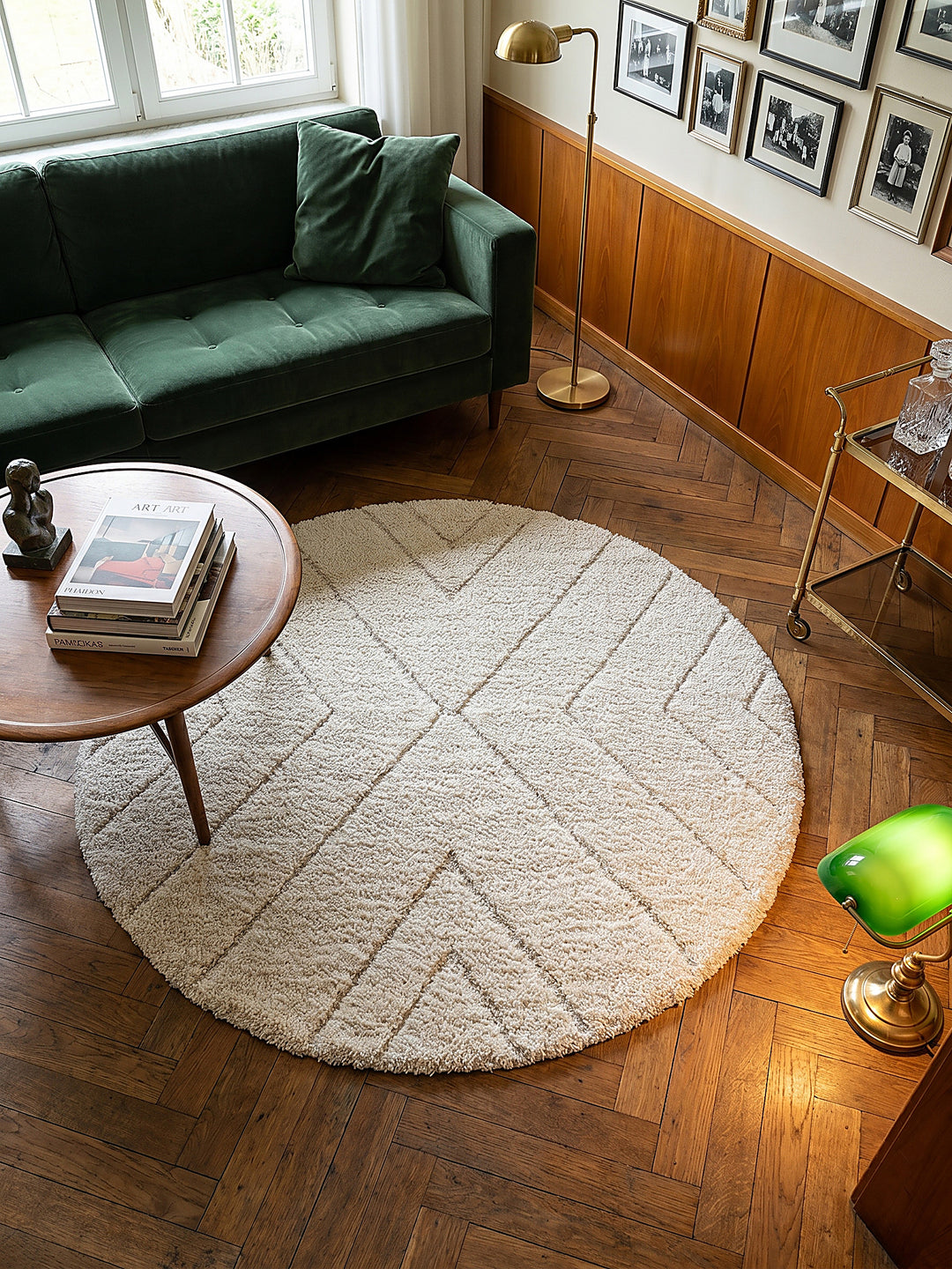 Teppich Creme rund Draufsicht_