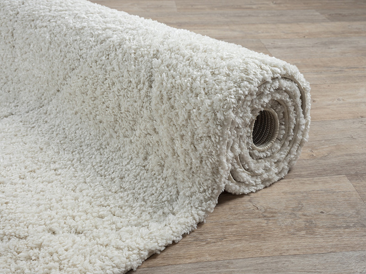 Teppich Shaggy Creme vielseitig für Wohn- und Schlafbereich aus hochwertigem Polypropylen ATRIO Serie_