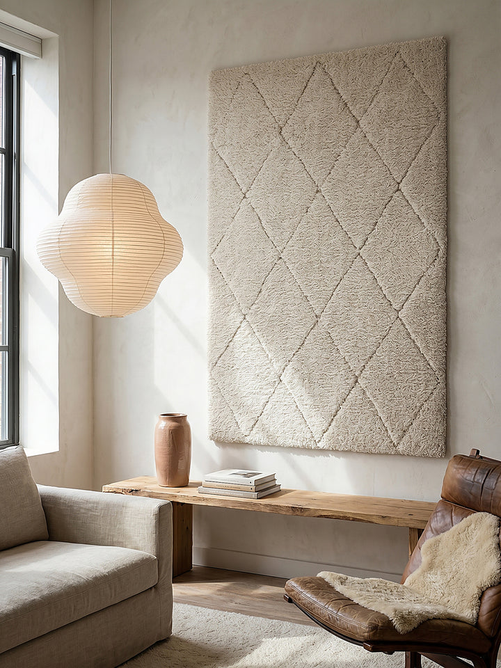 Teppich Creme als Wandteppich_