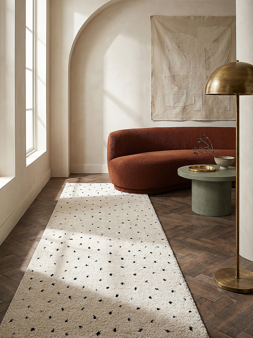 Teppich Creme Läufer im modernen Wohnzimmer_