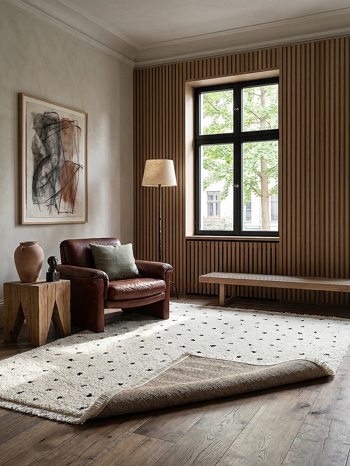 Teppich Creme rechteckig Editorial Styling_