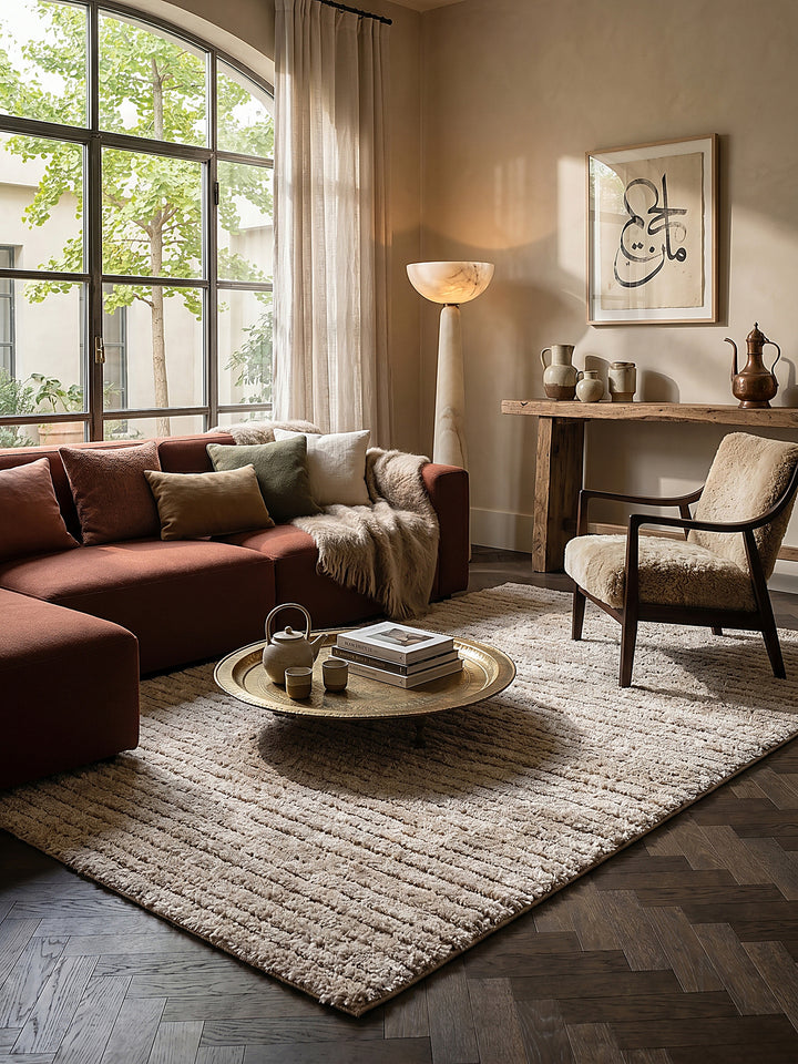 Teppich Beige Läufer Draufsicht_