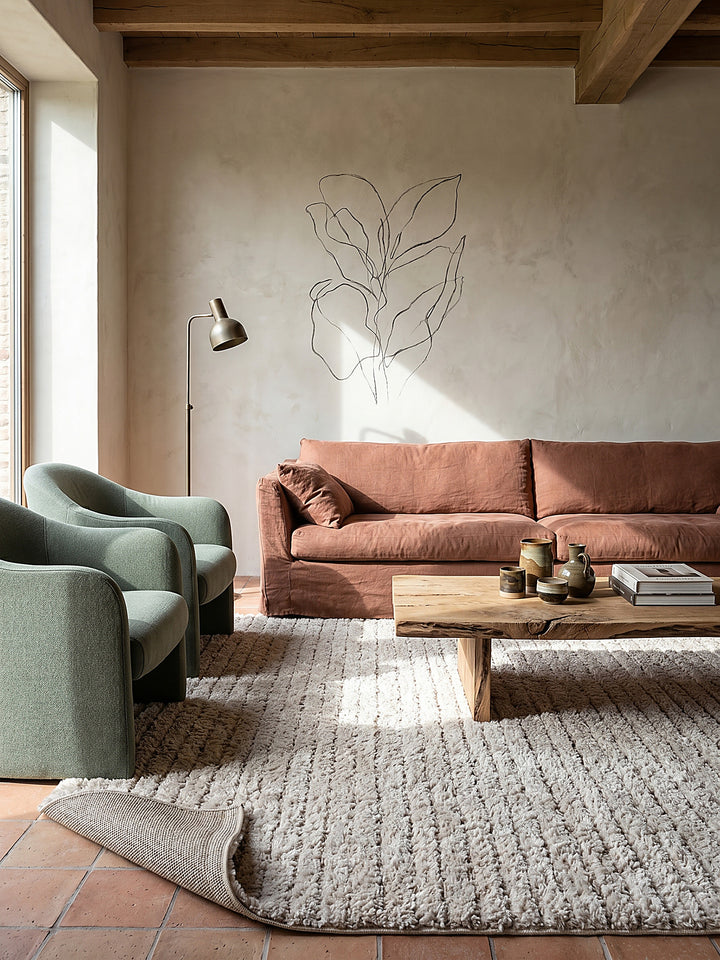 Teppich Beige rechteckig Editorial Styling_