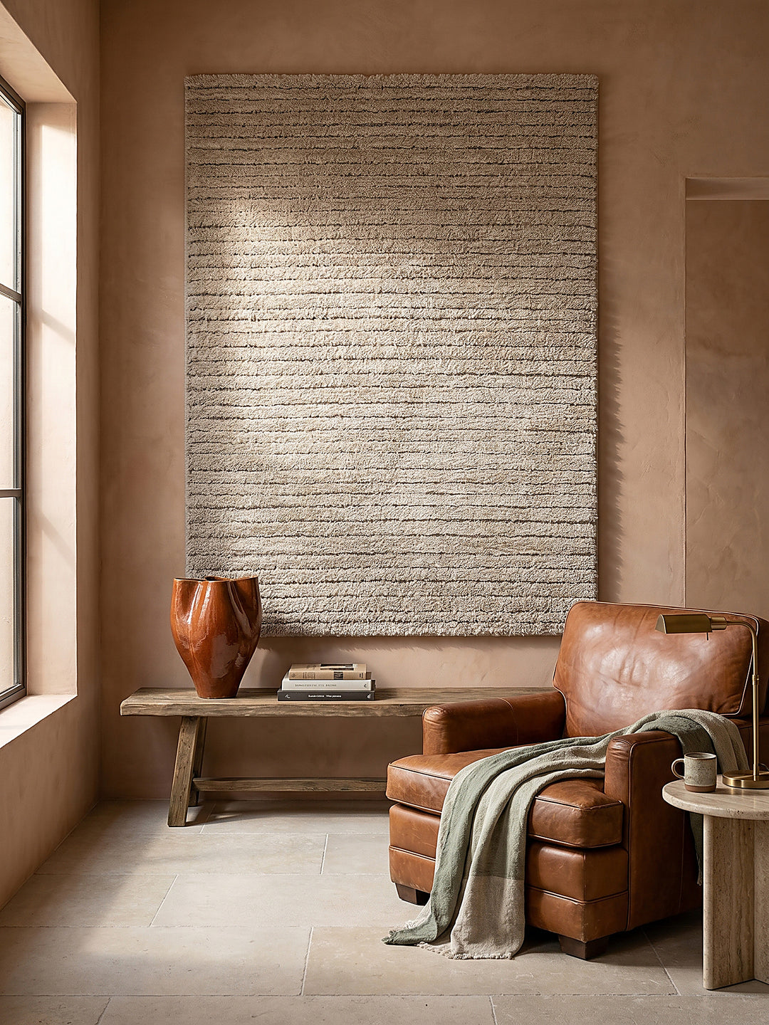 Teppich Beige als Wandteppich_