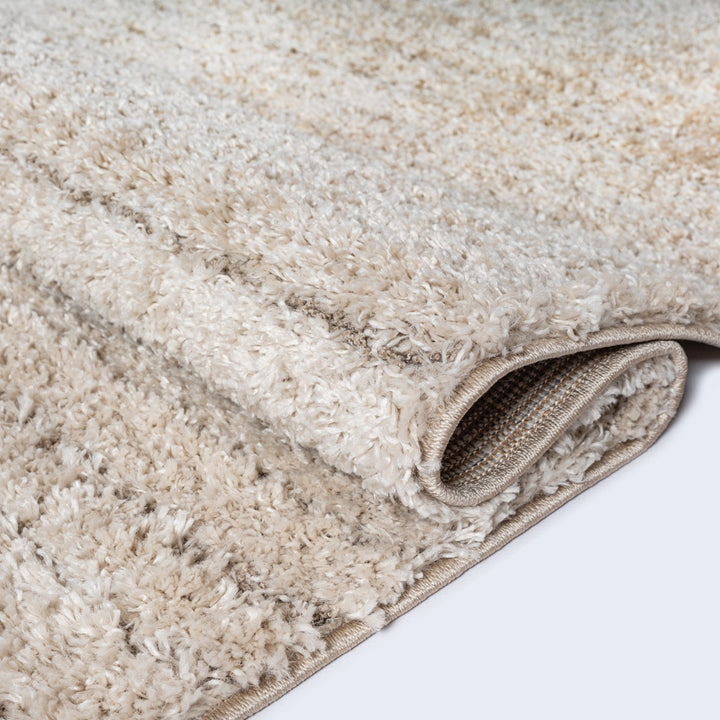 Shaggyteppich Beige Streifen für puristische Einrichtung Polypropylen Kollektion ATRIO_