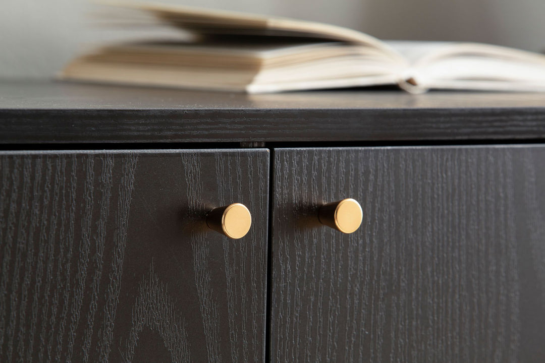 Sideboard – Schwarz/Eiche-Dekor, 140x75x40 cm, mit 2 Türen, Schublade, offenes Fach