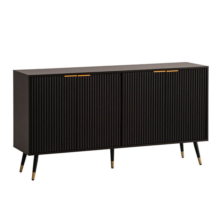 Sideboard – Schwarz/Eiche-Dekor, 150x81x39 cm, mit Türen, Metallbeine