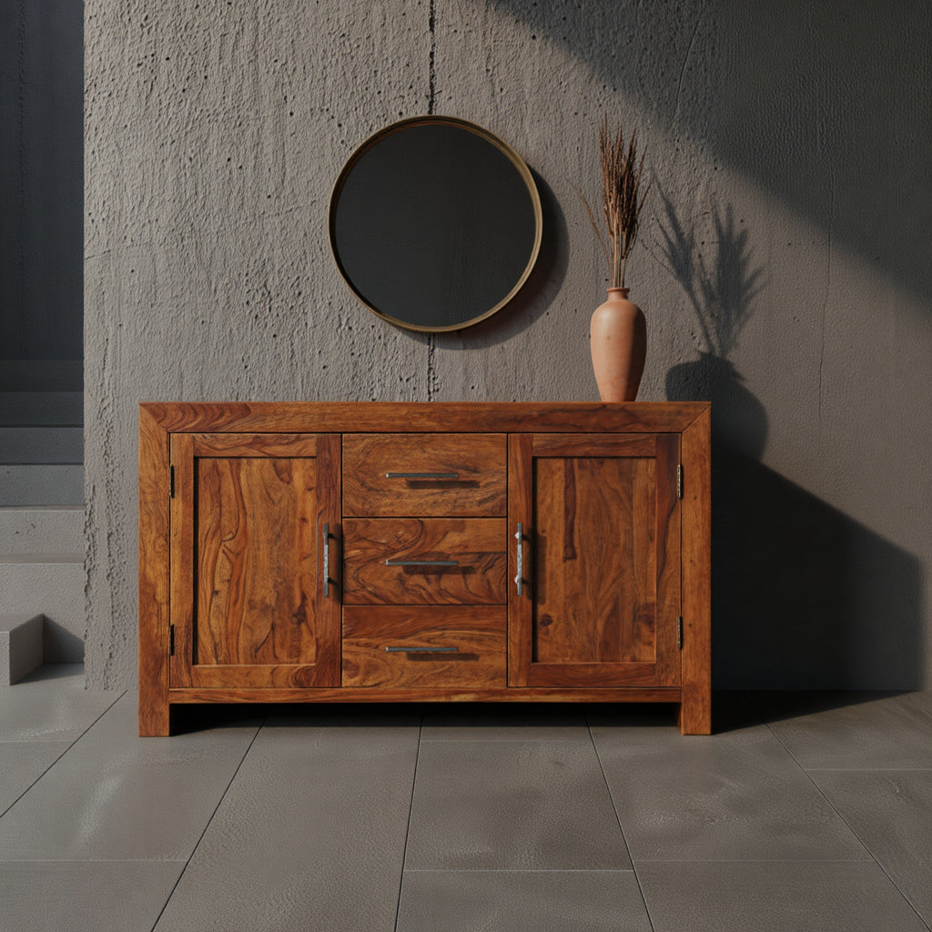 Sideboard aus massivem Holz im modernen Wohnzimmer – eleganter Stauraum, erhältlich bei Kadima Design_