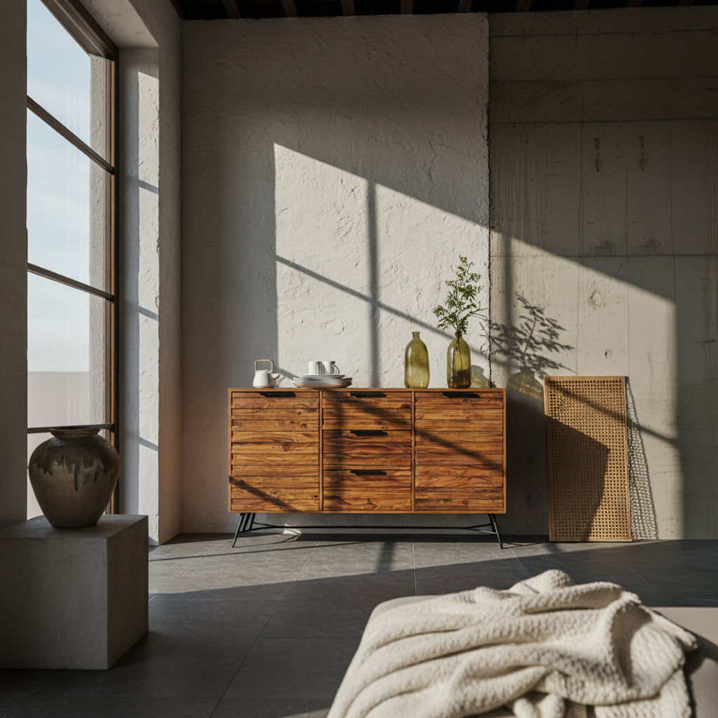 Massivholz Sideboard mit Schubladenfront und Metallfüßen – stilvolle Aufbewahrung bei Kadima Design_