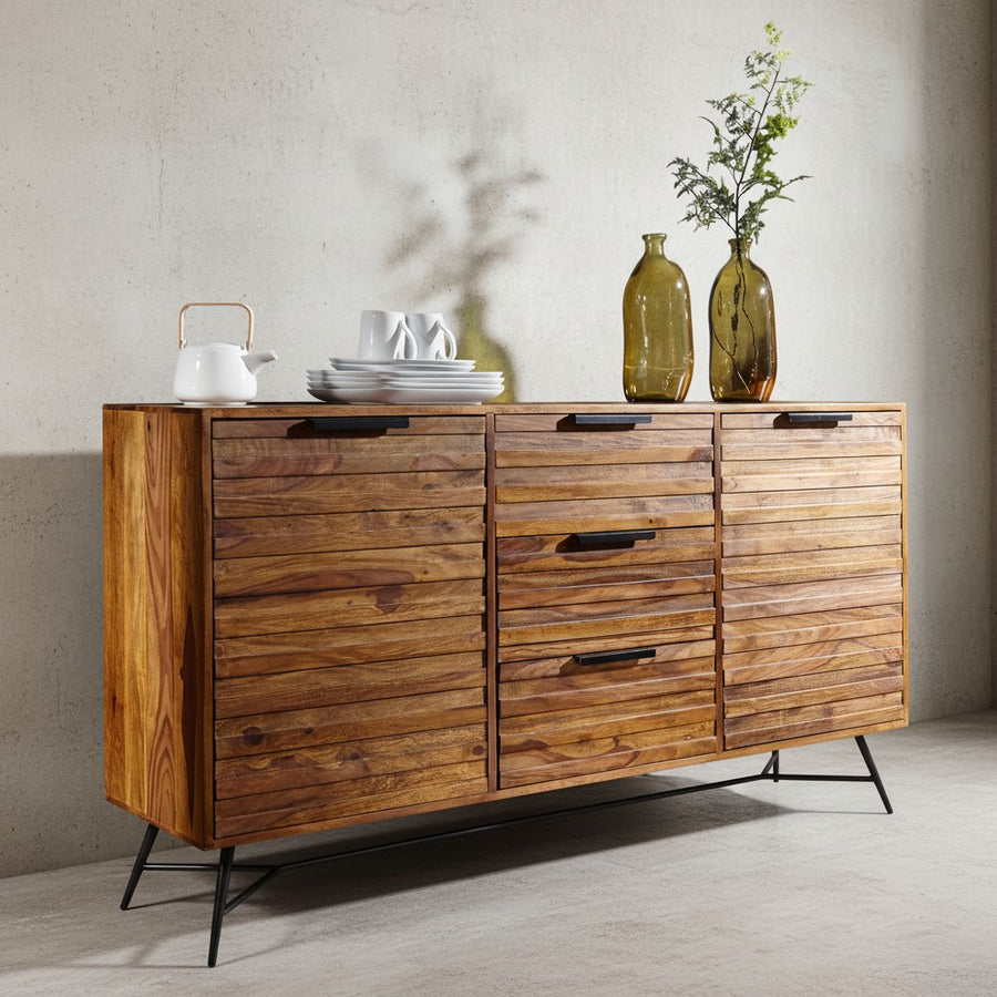 Sideboard FORMIO_ Sheesham Massivholz_ 160x40x88 cm_ Industrial-Look - KADIMA DESIGN_Größe_ 160x40x88 cm_