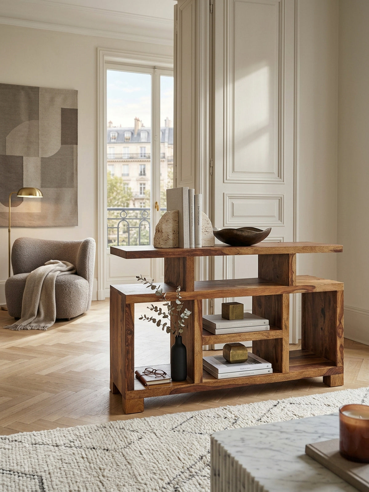 Sheesham-Holz Sideboard im Landhausstil  115x76x40 cm  Multifunktionale TV-Kommode - KADIMA DESIGN Größe  115x40x76 cm