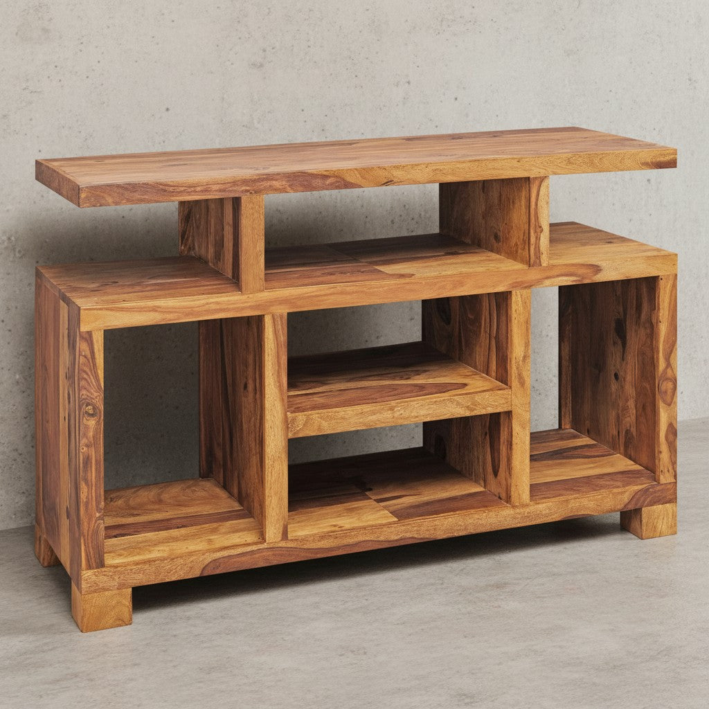 Sheesham-Holz Sideboard im Landhausstil_ 115x76x40 cm_ Multifunktionale TV-Kommode - KADIMA DESIGN_Größe_ 115x40x76 cm_