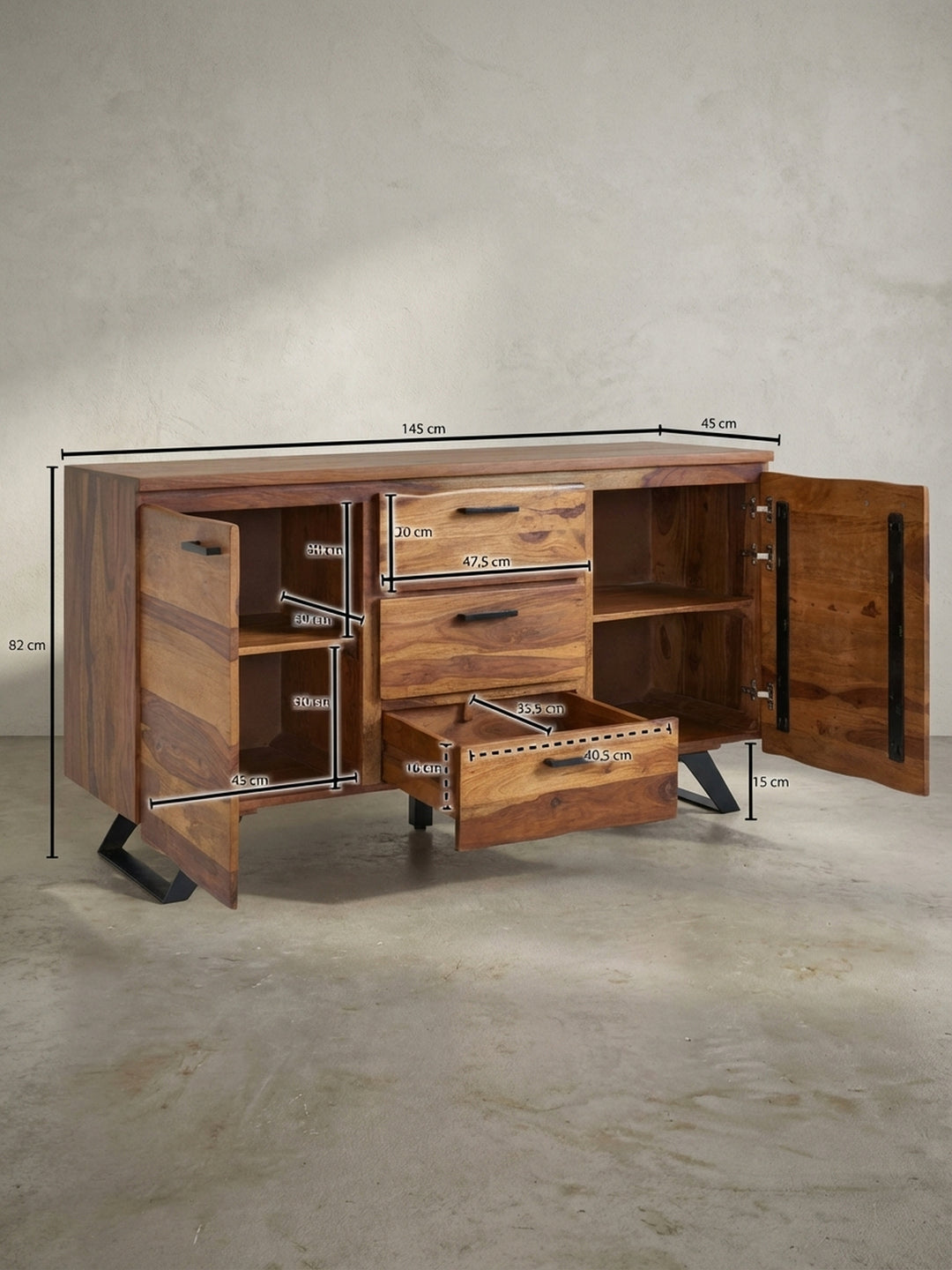 Sideboards Sheesham Massivholz Design Möbel_