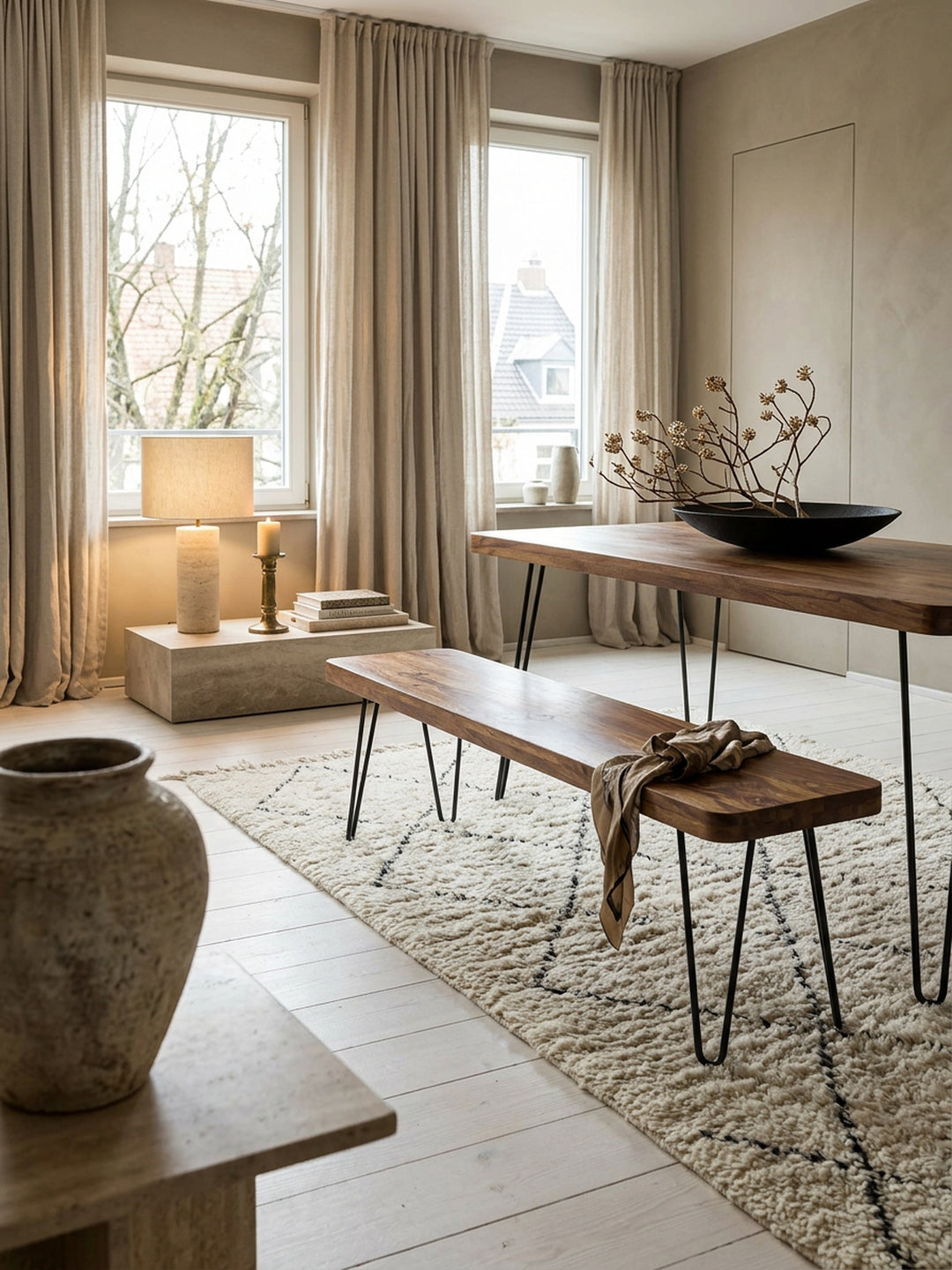 Sitzbank BALU Massivholz_ Landhausstil_ verschiedene Größen_ Metallbeine_ einfache Pflege - KADIMA DESIGN_Farbe_ Braun_ Größe_ 160x40x45 cm_