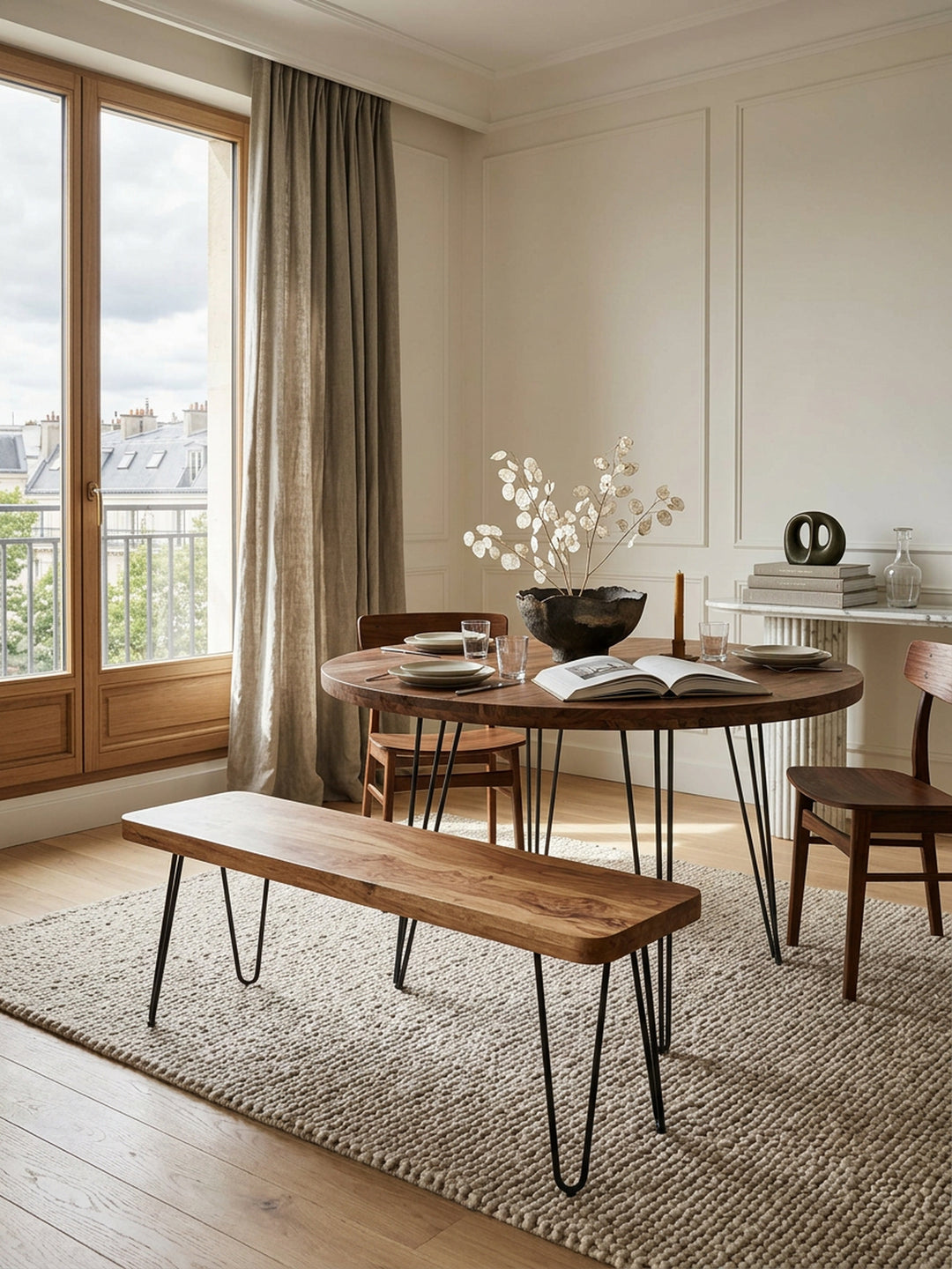 Sitzbank BALU Massivholz_ Landhausstil_ verschiedene Größen_ Metallbeine_ einfache Pflege - KADIMA DESIGN_Farbe_ Beige_ Größe_ 160x40x45 cm_