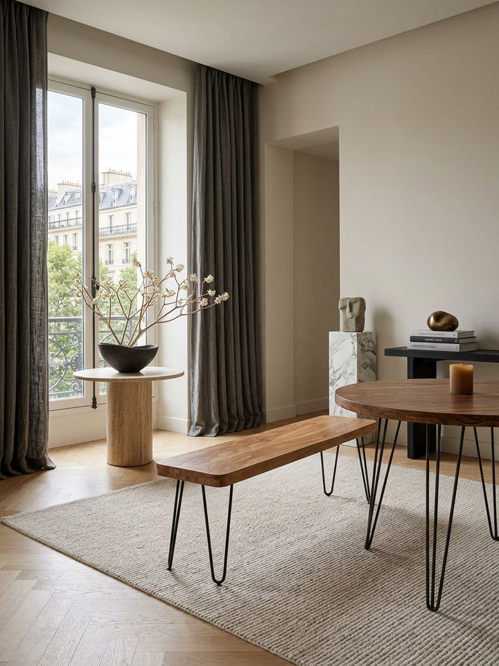 Sitzbank BALU Massivholz_ Landhausstil_ verschiedene Größen_ Metallbeine_ einfache Pflege - KADIMA DESIGN_Farbe_ Beige_ Größe_ 160x40x45 cm_