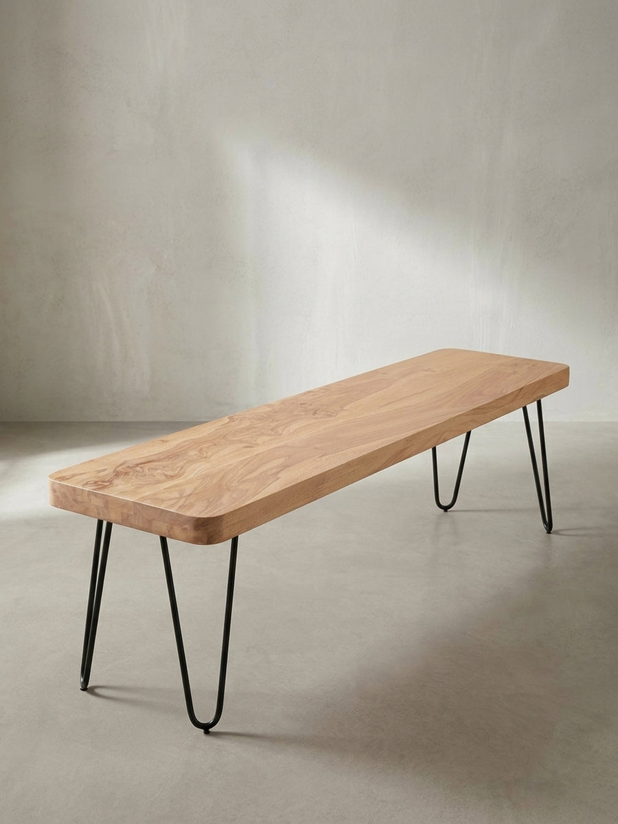 Esszimmerbänke aus honigfarbenem Akazie-Massivholz 160x40x45 cm Design Möbel Premium Qualität modern Esszimmer Einrichtung stilvoll Wohnen Interior Zuhause Wohnzimmer hochwertig elegant_