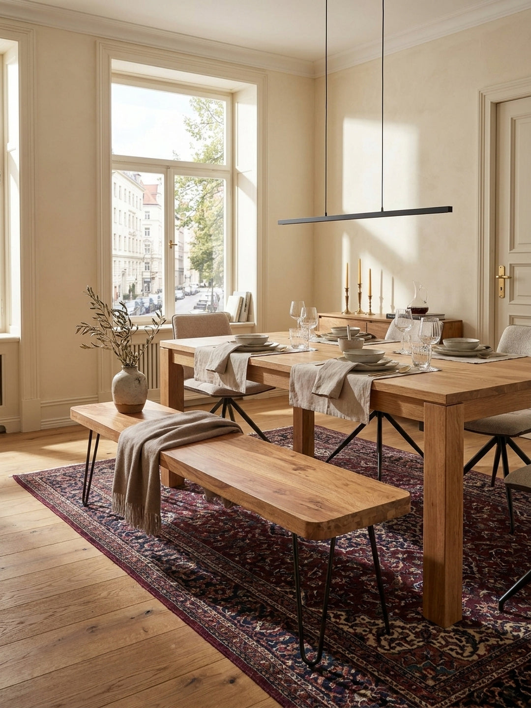 Esszimmerbänke Akazie Massivholz natur 160x40x45 cm in modernem Esszimmer Einrichtung Design Möbel hochwertig modern stilvoll einrichten Wohnen Interior Zuhause Wohnzimmer elegant Premium_