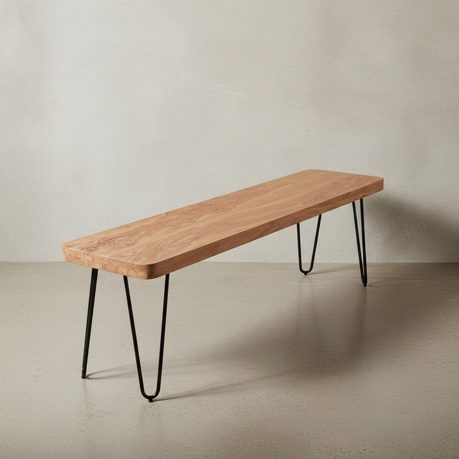 Sitzbank BALU Massivholz_ Landhausstil_ verschiedene Größen_ Metallbeine_ einfache Pflege - KADIMA DESIGN_Farbe_ Beige_ Größe_ 160x40x45 cm_