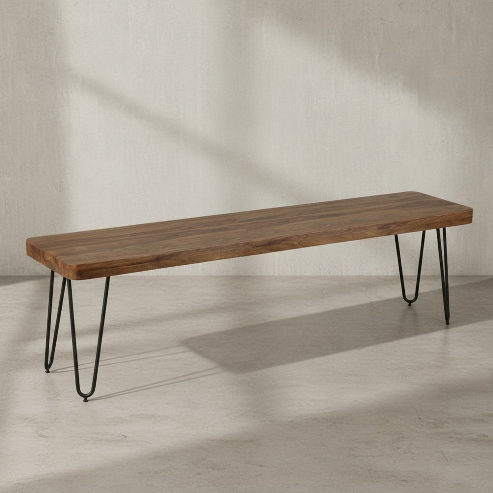 Sitzbank BALU Massivholz_ Landhausstil_ verschiedene Größen_ Metallbeine_ einfache Pflege - KADIMA DESIGN_Farbe_ Braun_ Größe_ 160x40x45 cm_