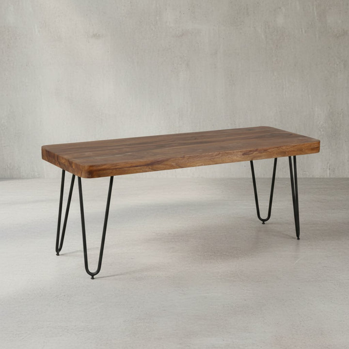 Sitzbank BALU Massivholz_ Landhausstil_ verschiedene Größen_ Metallbeine_ einfache Pflege - KADIMA DESIGN_Farbe_ Braun_ Größe_ 160x40x45 cm_