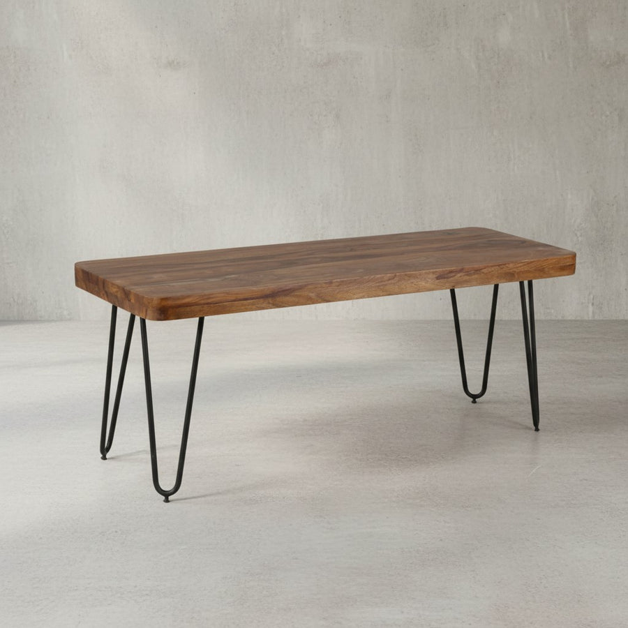 Sitzbank BALU Massivholz_ Landhausstil_ verschiedene Größen_ Metallbeine_ einfache Pflege - KADIMA DESIGN_Farbe_ Braun_ Größe_ 160x40x45 cm_
