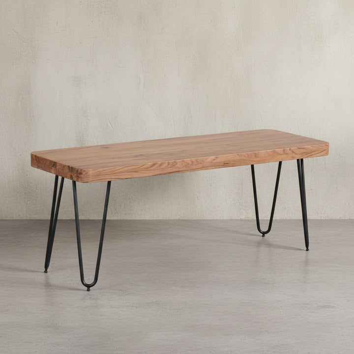 Sitzbank BALU Massivholz_ Landhausstil_ verschiedene Größen_ Metallbeine_ einfache Pflege - KADIMA DESIGN_Farbe_ Beige_ Größe_ 160x40x45 cm_