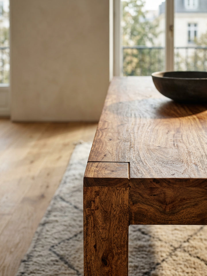 Sitzbank Landhaus-Stil_ Massivholz_ Akazie/Sheesham_ 160/180x45 cm_ 200/250 kg Belastung_ handgefertigt - KADIMA DESIGN_Farbe_ Braun_ Größe_ 160x35x45 cm_