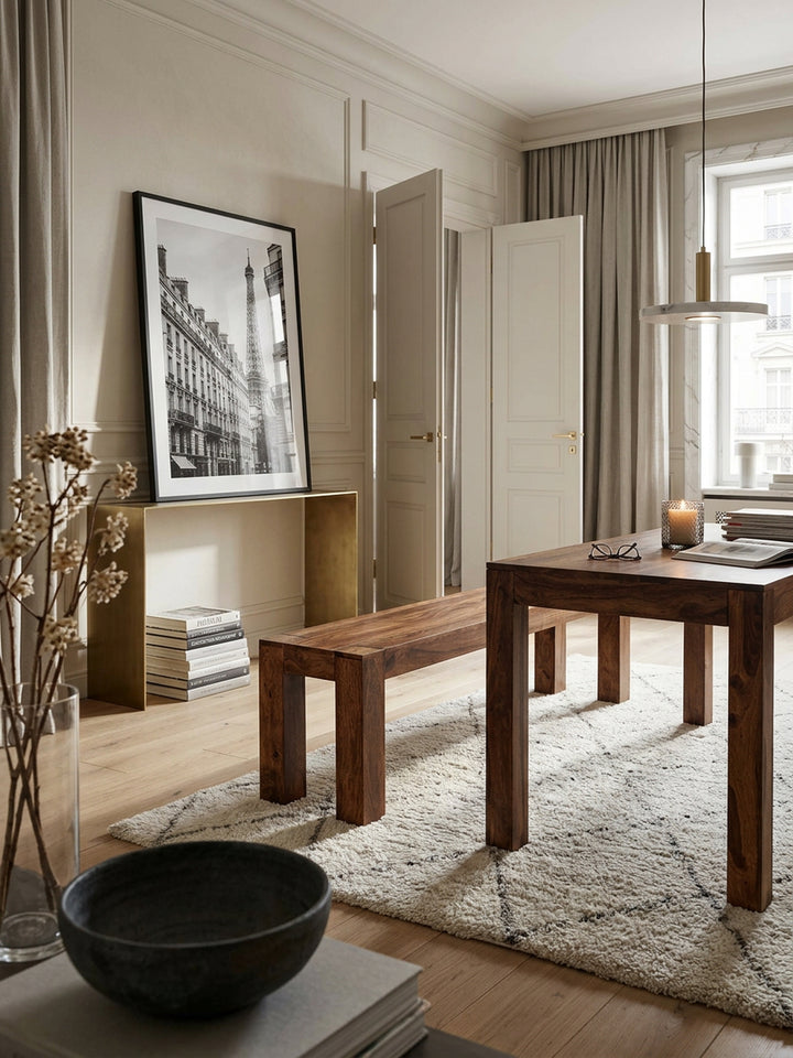 Sitzbank Landhaus-Stil_ Massivholz_ Akazie/Sheesham_ 160/180x45 cm_ 200/250 kg Belastung_ handgefertigt - KADIMA DESIGN_Farbe_ Braun_ Größe_ 160x35x45 cm_