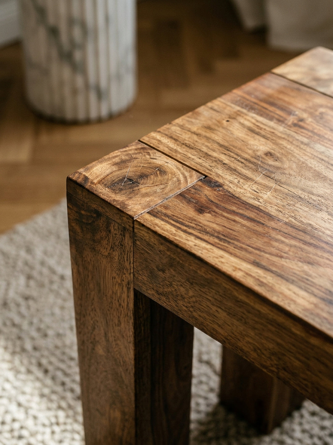 Sitzbank Landhaus-Stil_ Massivholz_ Akazie/Sheesham_ 160/180x45 cm_ 200/250 kg Belastung_ handgefertigt - KADIMA DESIGN_Farbe_ Braun_ Größe_ 120x35x45 cm_