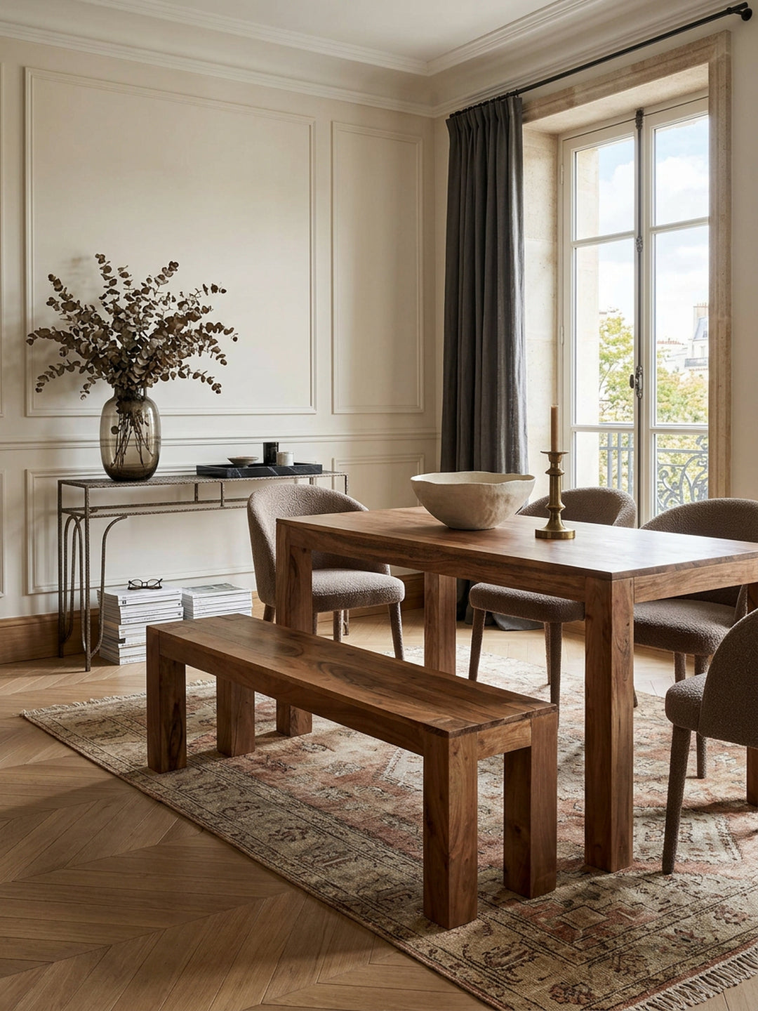 Sitzbank Landhaus-Stil_ Massivholz_ Akazie/Sheesham_ 160/180x45 cm_ 200/250 kg Belastung_ handgefertigt - KADIMA DESIGN_Farbe_ Braun_ Größe_ 180x35x45 cm_