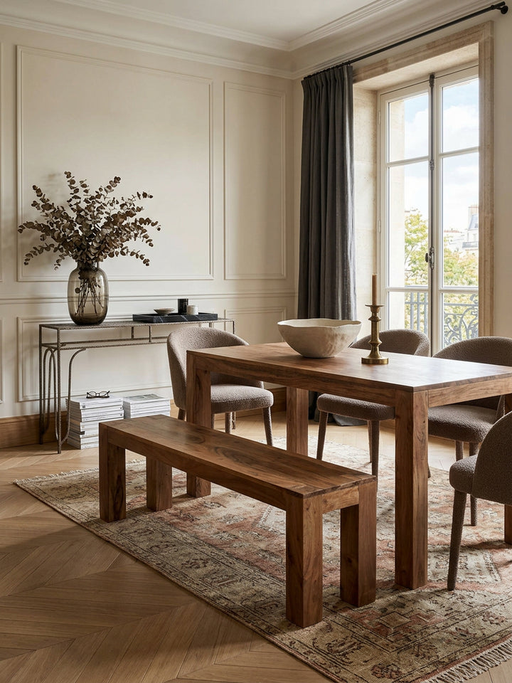 Sitzbank Landhaus-Stil_ Massivholz_ Akazie/Sheesham_ 160/180x45 cm_ 200/250 kg Belastung_ handgefertigt - KADIMA DESIGN_Farbe_ Braun_ Größe_ 180x35x45 cm_