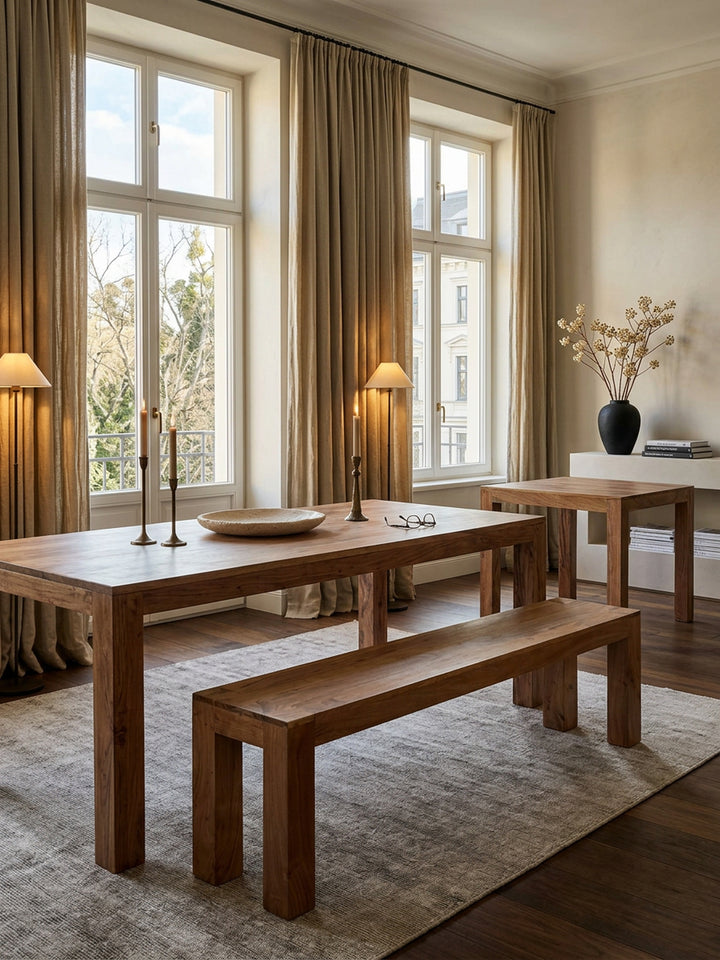 Sitzbank Landhaus-Stil_ Massivholz_ Akazie/Sheesham_ 160/180x45 cm_ 200/250 kg Belastung_ handgefertigt - KADIMA DESIGN_Farbe_ Beige_ Größe_ 120x35x45 cm_
