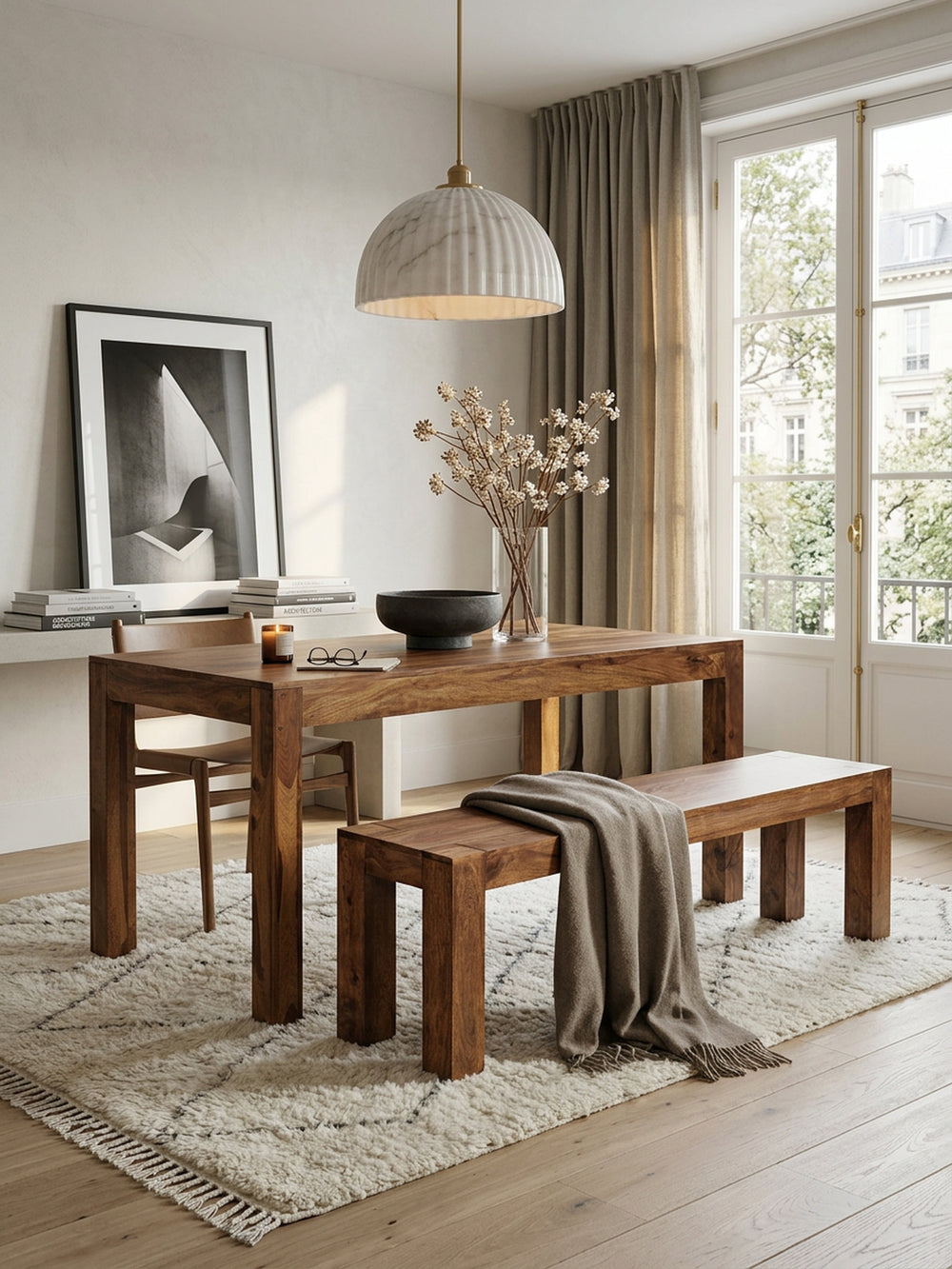 Sitzbank Landhaus-Stil_ Massivholz_ Akazie/Sheesham_ 160/180x45 cm_ 200/250 kg Belastung_ handgefertigt - KADIMA DESIGN_Farbe_ Braun_ Größe_ 160x35x45 cm_