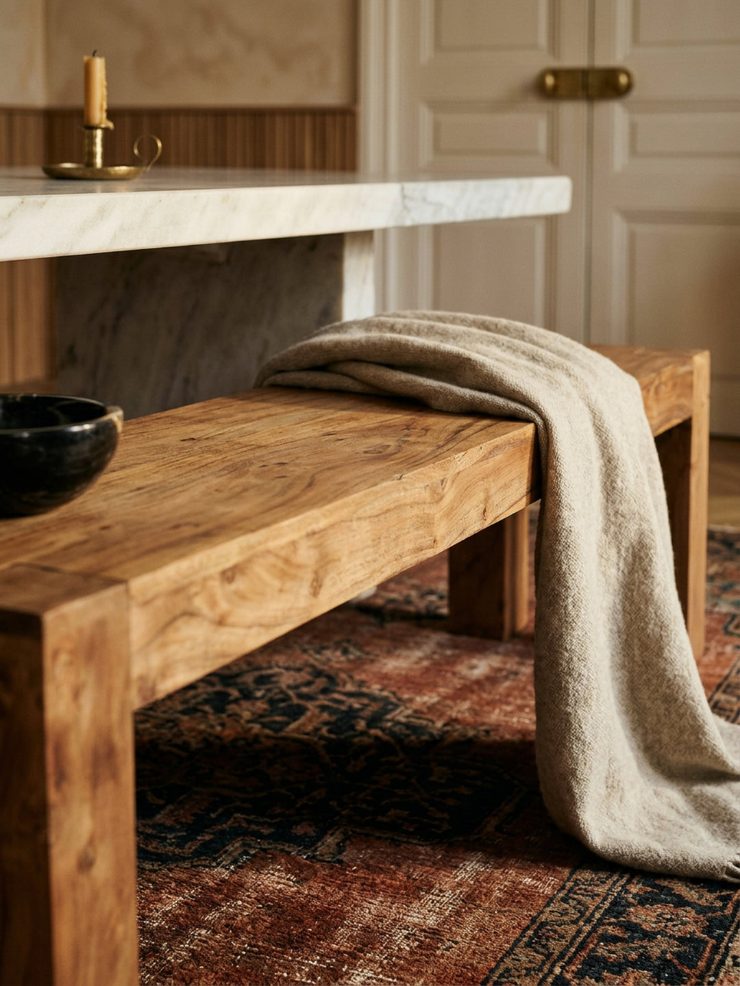 Sitzbank Landhaus-Stil_ Massivholz_ Akazie/Sheesham_ 160/180x45 cm_ 200/250 kg Belastung_ handgefertigt - KADIMA DESIGN_Farbe_ Beige_ Größe_ 120x35x45 cm_