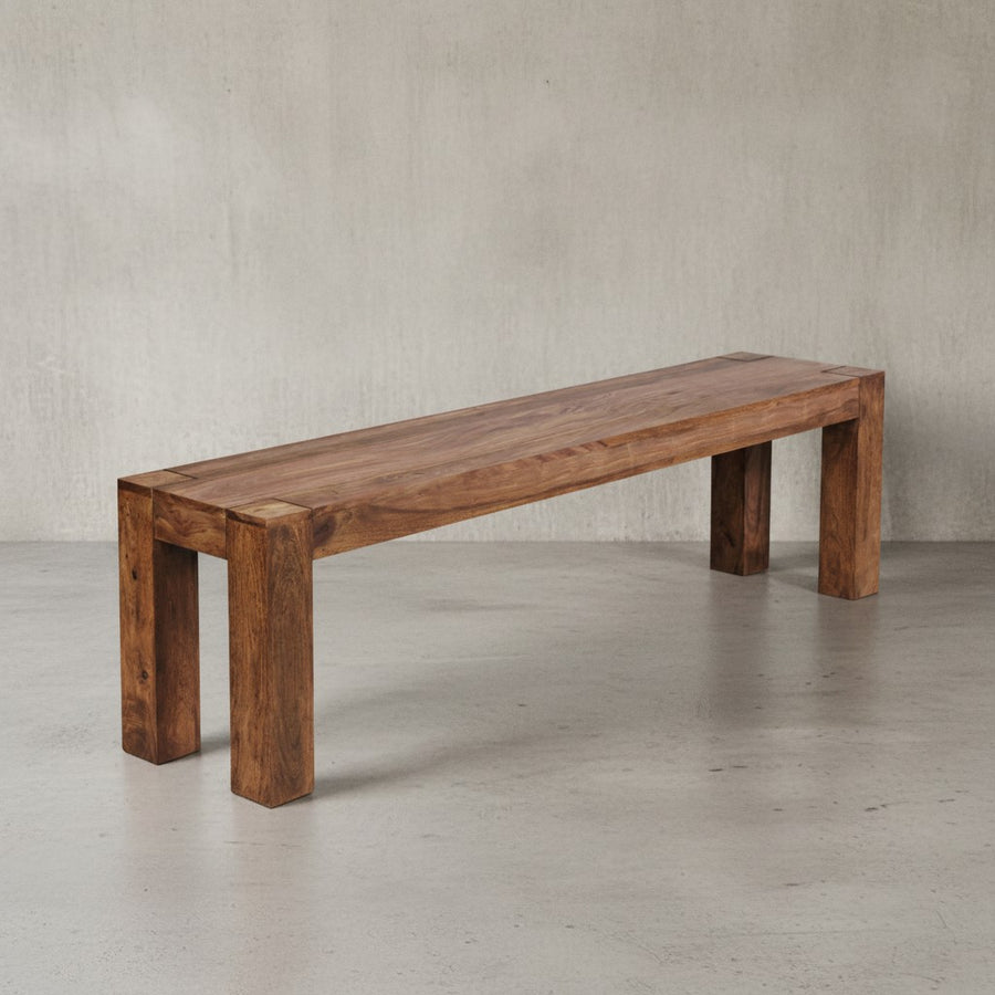 Sitzbank Landhaus-Stil_ Massivholz_ Akazie/Sheesham_ 160/180x45 cm_ 200/250 kg Belastung_ handgefertigt - KADIMA DESIGN_Farbe_ Braun_ Größe_ 160x35x45 cm_
