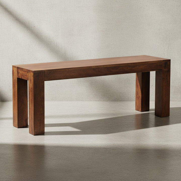 Sitzbank Landhaus-Stil_ Massivholz_ Akazie/Sheesham_ 160/180x45 cm_ 200/250 kg Belastung_ handgefertigt - KADIMA DESIGN_Farbe_ Braun_ Größe_ 120x35x45 cm_