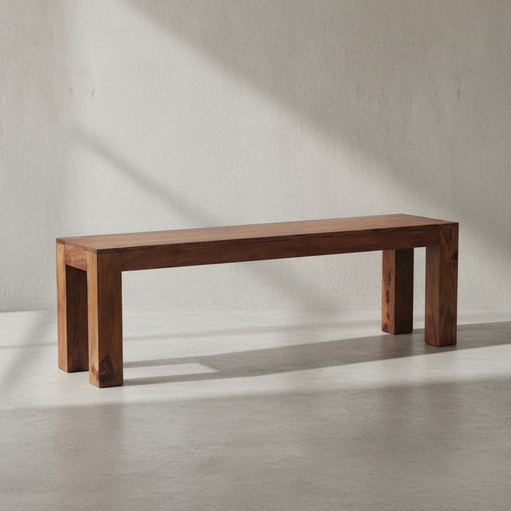 Sitzbank Landhaus-Stil_ Massivholz_ Akazie/Sheesham_ 160/180x45 cm_ 200/250 kg Belastung_ handgefertigt - KADIMA DESIGN_Farbe_ Braun_ Größe_ 140x35x45 cm_