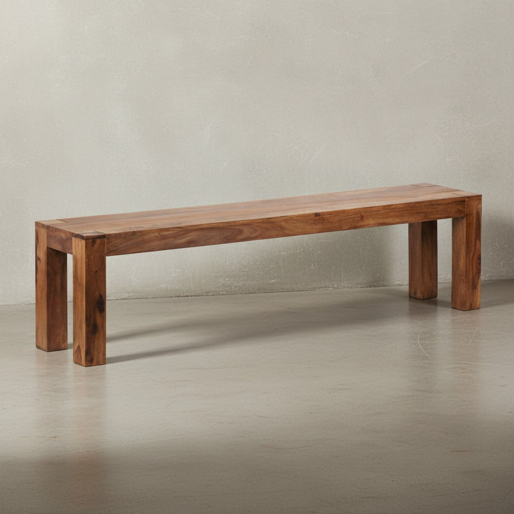 Sitzbank Landhaus-Stil_ Massivholz_ Akazie/Sheesham_ 160/180x45 cm_ 200/250 kg Belastung_ handgefertigt - KADIMA DESIGN_Farbe_ Braun_ Größe_ 180x35x45 cm_