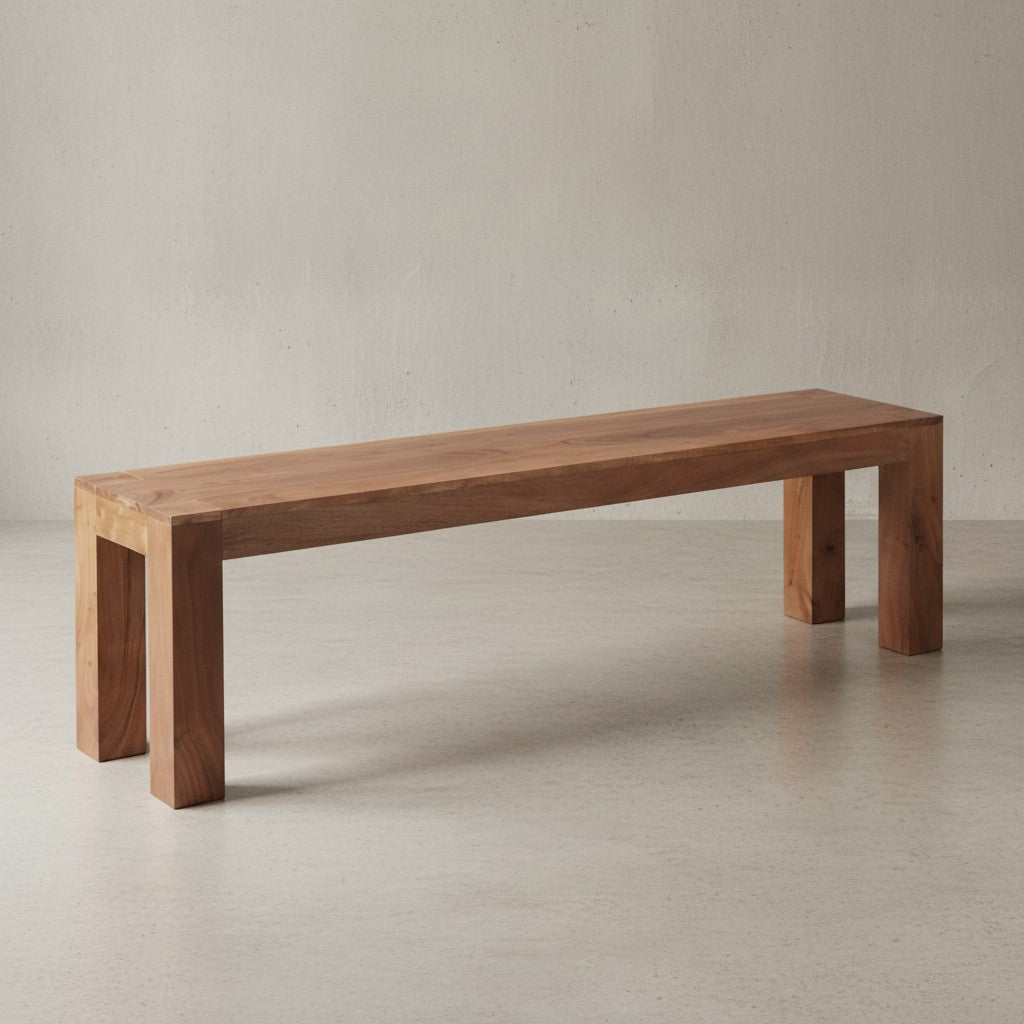 Sitzbank Landhaus-Stil_ Massivholz_ Akazie/Sheesham_ 160/180x45 cm_ 200/250 kg Belastung_ handgefertigt - KADIMA DESIGN_Farbe_ Beige_ Größe_ 160x35x45 cm_