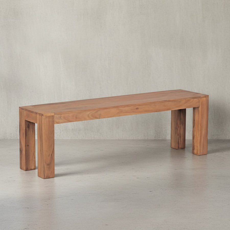 Sitzbank Landhaus-Stil_ Massivholz_ Akazie/Sheesham_ 160/180x45 cm_ 200/250 kg Belastung_ handgefertigt - KADIMA DESIGN_Farbe_ Beige_ Größe_ 140x35x45 cm_