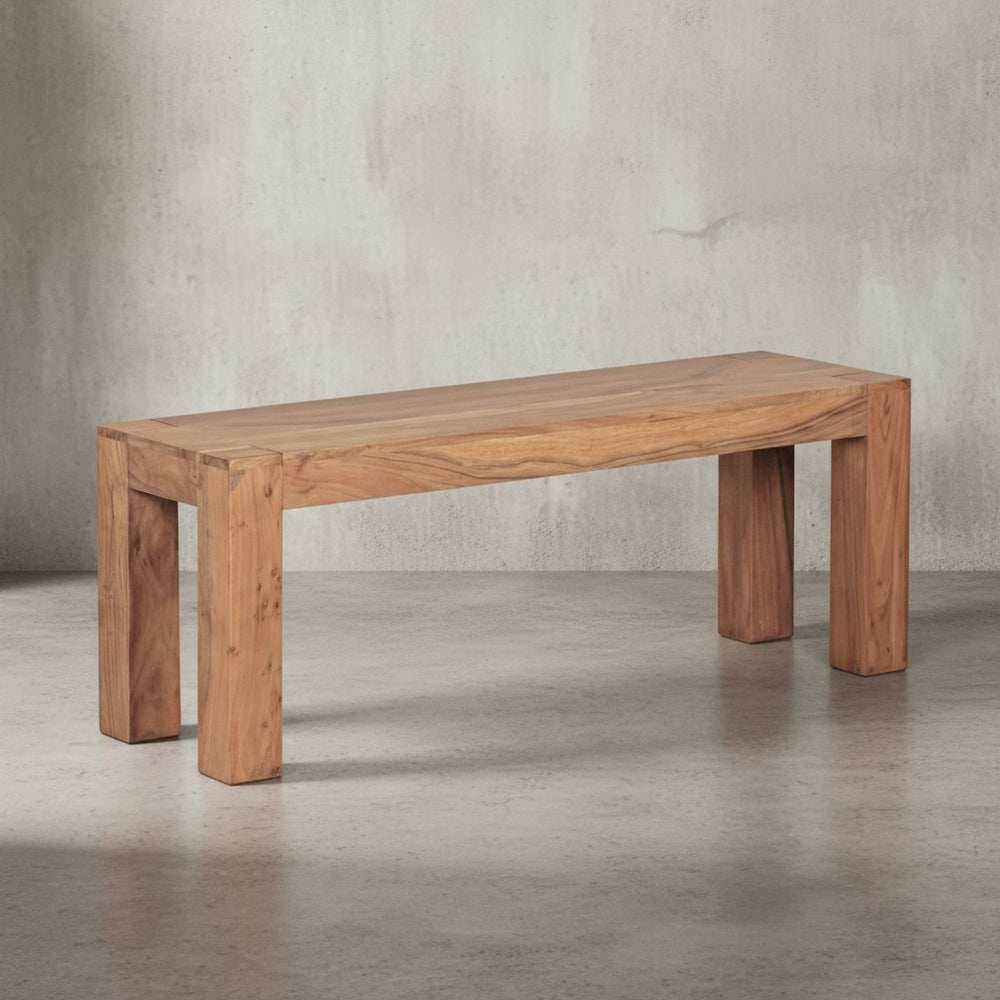Sitzbank Landhaus-Stil_ Massivholz_ Akazie/Sheesham_ 160/180x45 cm_ 200/250 kg Belastung_ handgefertigt - KADIMA DESIGN_Farbe_ Beige_ Größe_ 120x35x45 cm_
