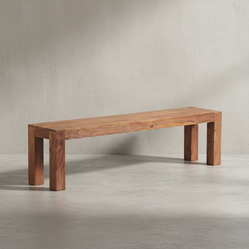 Sitzbank Landhaus-Stil_ Massivholz_ Akazie/Sheesham_ 160/180x45 cm_ 200/250 kg Belastung_ handgefertigt - KADIMA DESIGN_Farbe_ Beige_ Größe_ 180x35x45 cm_