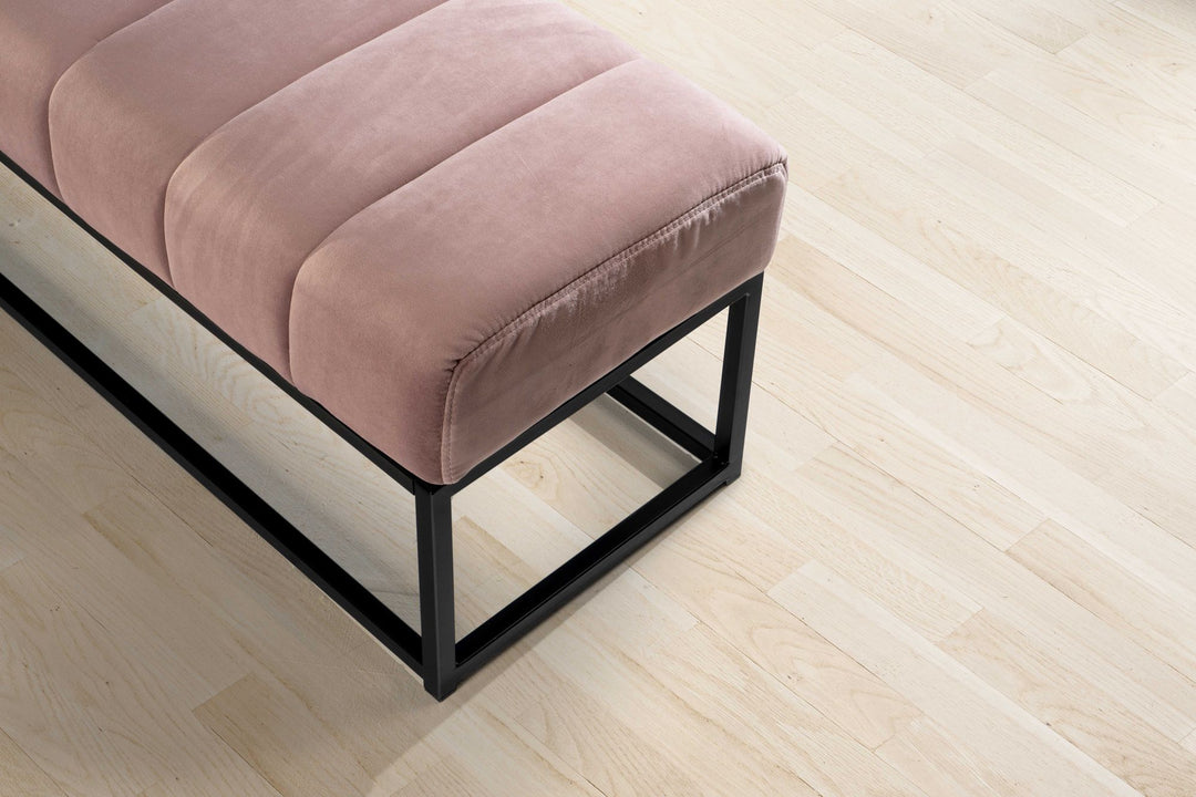 Sitzbank Samt 108x40x40 cm Flur Polsterbank mit Metallgestell - Design Bettbank Schlafzimmer Gesteppt - Flurbank Garderobenbank Modern_
