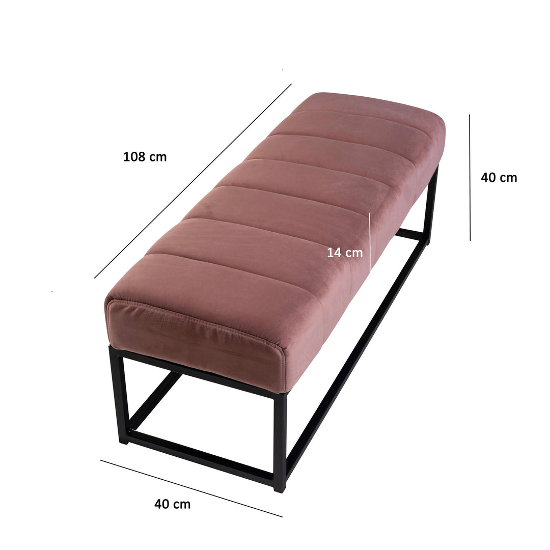 Sitzbank Samt 108x40x40 cm Flur Polsterbank mit Metallgestell - Design Bettbank Schlafzimmer Gesteppt - Flurbank Garderobenbank Modern_