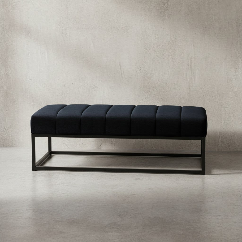 Sitzbank Samt 108x40x40 cm Flur Polsterbank mit Metallgestell - Design Bettbank Schlafzimmer Gesteppt - Flurbank Garderobenbank Modern_