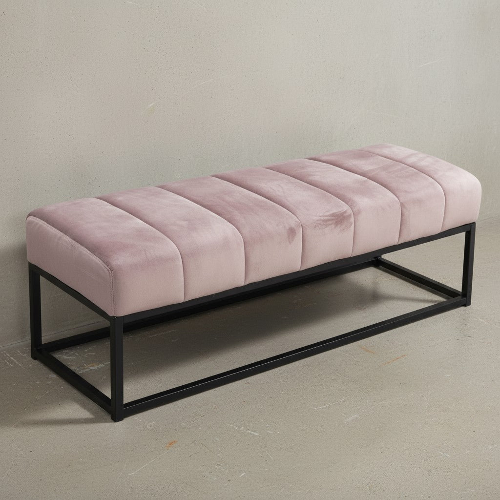 Sitzbank Samt 108x40x40 cm Flur Polsterbank mit Metallgestell - Design Bettbank Schlafzimmer Gesteppt - Flurbank Garderobenbank Modern_