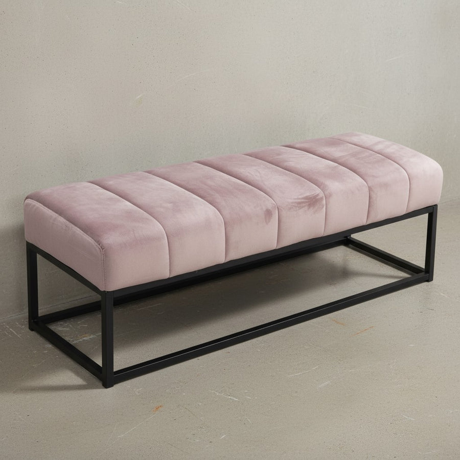 Sitzbank Samt 108x40x40 cm Flur Polsterbank mit Metallgestell - Design Bettbank Schlafzimmer Gesteppt - Flurbank Garderobenbank Modern_