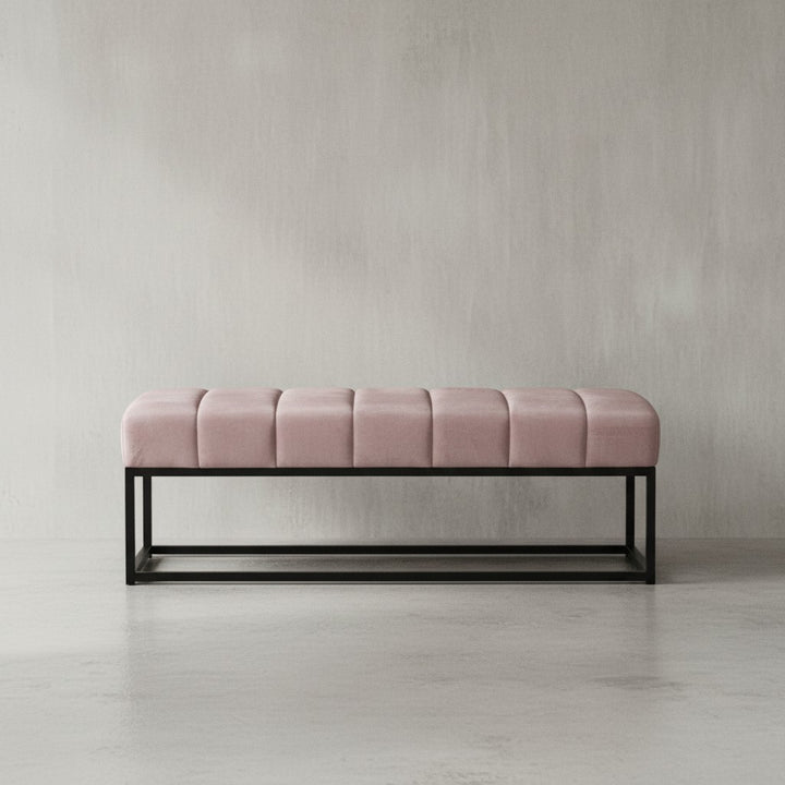 Sitzbank Samt 108x40x40 cm Flur Polsterbank mit Metallgestell - Design Bettbank Schlafzimmer Gesteppt - Flurbank Garderobenbank Modern_