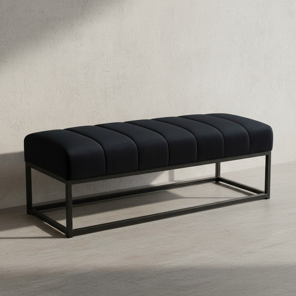 Sitzbank Samt 108x40x40 cm Flur Polsterbank mit Metallgestell - Design Bettbank Schlafzimmer Gesteppt - Flurbank Garderobenbank Modern_